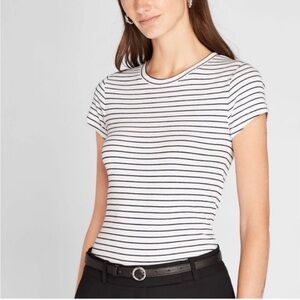 Excellent Striped Black and White Women's Top